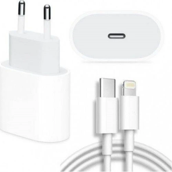 iPhone 14 Pro Max Uyumlu 20W Hızlı Şarj Aleti Adaptör Set Type-C to Lightining 1M Kablo