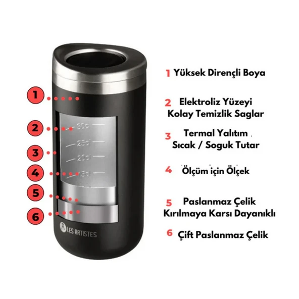 Les Artistes Paris Isı Yalıtımlı Çelik Termos Mug 350ml Blue Pearl  Çok Renkli 350 ML - 7