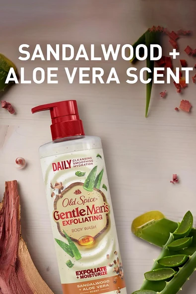 Old Spice Gentle Man's Exfoliating Sandalwood + Aloe Vera Duş Jeli 532ML - 3