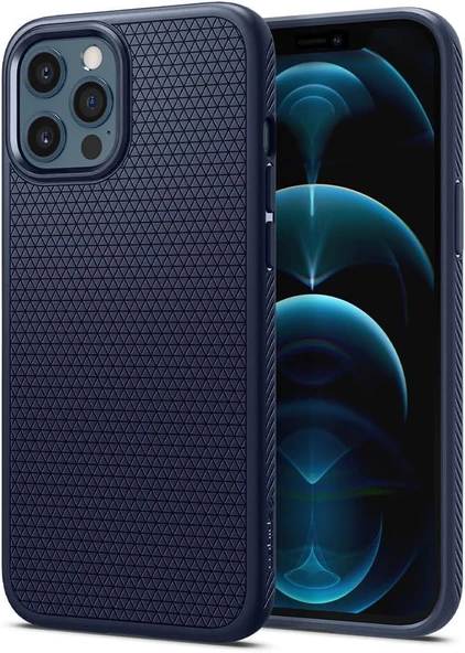 Spigen iPhone 12 / iPhone 12 Pro Kılıf Liquid Air Navy Blue - ACS02250