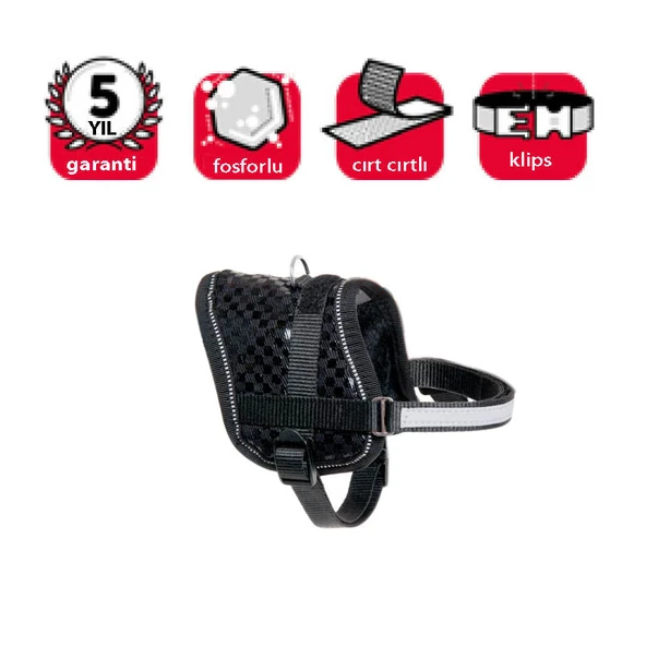 Karlıe Reflektörlü Göğüs Tasma S 36-46 Cm Siyah ürün görseli