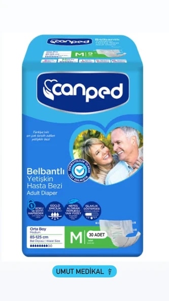 Canped Tekstil Yüzeyli Belbantlı Orta Boy M 30'lu Hasta Bezi