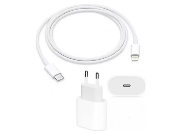 iPhone 14 Plus Uyumlu 20W Hızlı Şarj Aleti Adaptör Set Type-C to Lightining 1M Kablo - 2