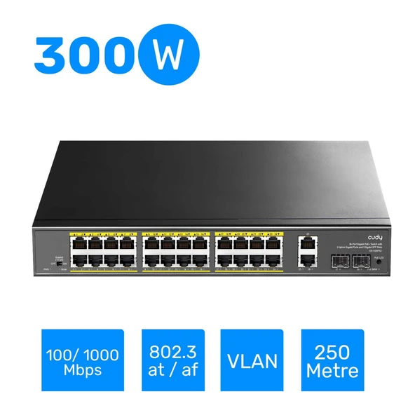 Cudy GS1026PS2 2Port Gigabit 24Port Gigabit PoE 10/100Mbps 300W Metal Kasa Switch - 2