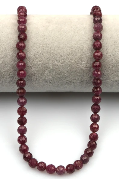 Yakut Doğal Taş Dizi 6 mm Fasetli Küre Kesim - 2