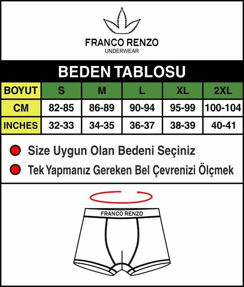 FRANCO RENZO Erkek 3'lı Lüx Kutulu Pamuklu Ve Likralı Boxer - 3