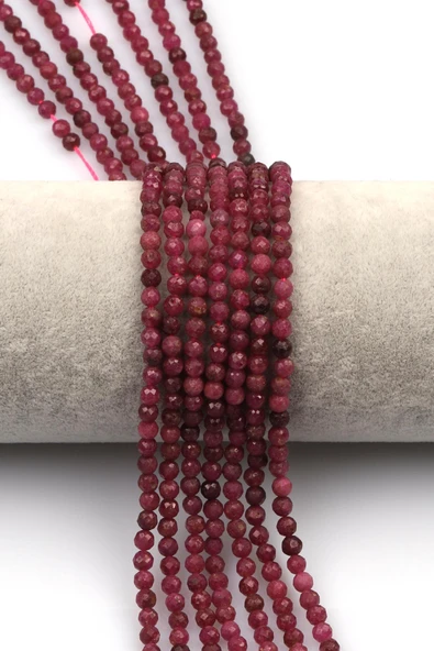 Yakut Doğal Taş Dizi 4 mm Fasetli Küre Kesim