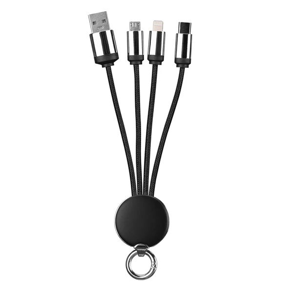 S-link SL-CP110 20cm 2A MicroUSB+Lightning+TypeC 3 in 1 LED Logolu Şarj Kablosu