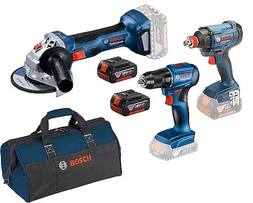 Bosch GSR 185-Li + GWS 180-Li + GDX 180-Li 2x4 Ah Akülü Çantalı Vidalama Taşlama Seti