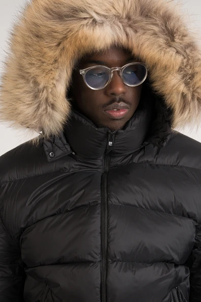 Slimfit Kürklü Kapşonlu (Kürk ve Kapşon Çıkmalı) Beli Lastikli Şişme Mont - Resim 10