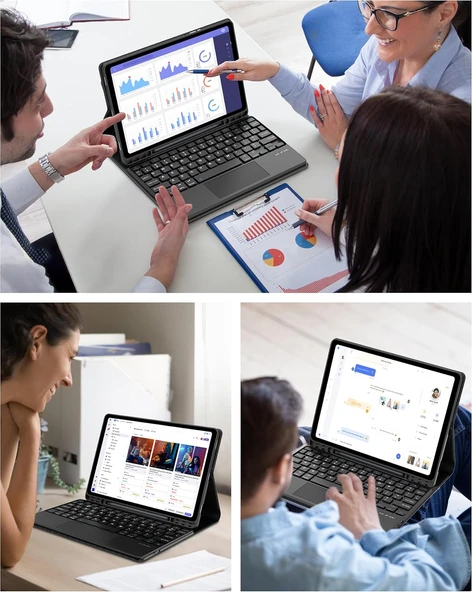 Samsung Galaxy Tab S9 Fe 10.9" Q Türkçe Klavyeli Kılıf Kalem Bölmeli Bluetooth Özellikli Standlı  SİYAH - 4