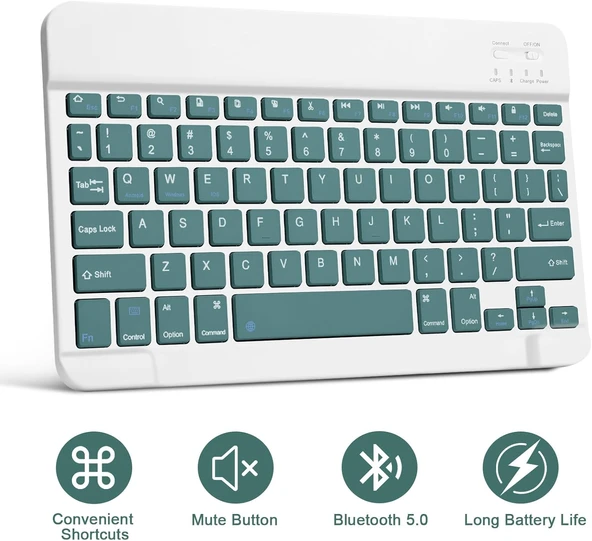 Samsung Galaxy Tab S9 Fe 10.9" Q Türkçe Klavyeli Kılıf Kalem Bölmeli Bluetooth Özellikli Standlı  YEŞİL - 3