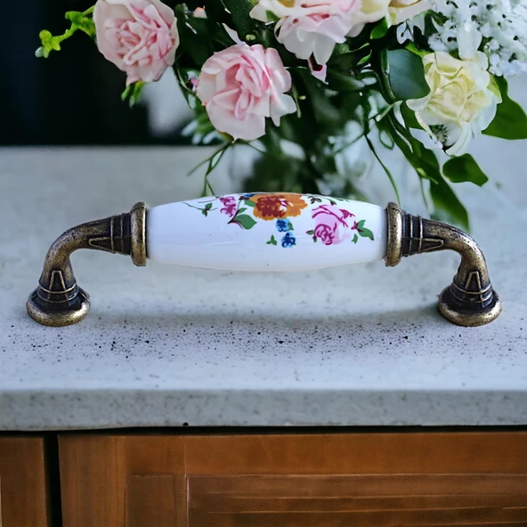 Mobilya Mutfak Çekmece Dolap Kapak Dolabı Kulbu Kulpu Gerçek Porselen Kulpları Beyaz (96 MM-9.6 CM) - Resim 4