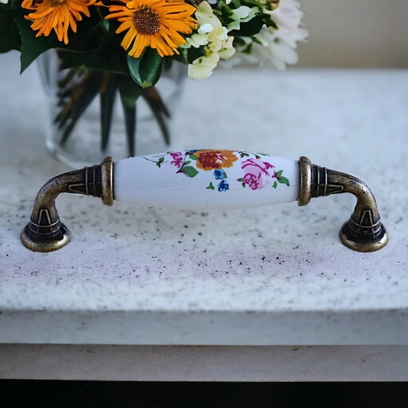 Mobilya Mutfak Çekmece Dolap Kapak Dolabı Kulbu Kulpu Gerçek Porselen Kulpları Beyaz (96 MM-9.6 CM) - Resim 2