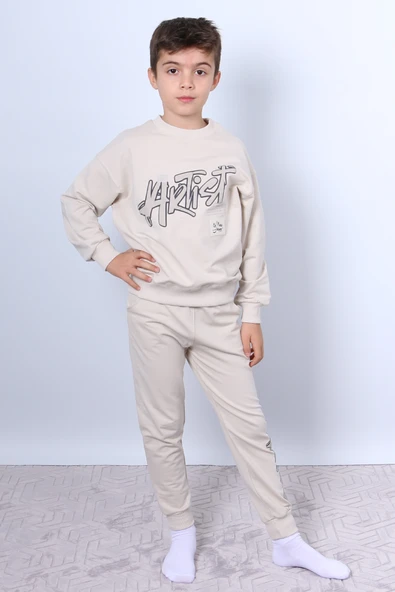 ERKEK ÇOCUK EŞOFMAN TAKIMI KABARTMA ARTİST BASKILI RİBANALI F1 - Resim 7