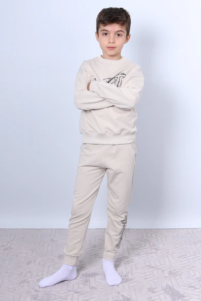 ERKEK ÇOCUK EŞOFMAN TAKIMI KABARTMA ARTİST BASKILI RİBANALI F1 - Resim 9