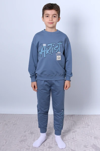 ERKEK ÇOCUK EŞOFMAN TAKIMI KABARTMA ARTİST BASKILI RİBANALI F1 - Resim 12