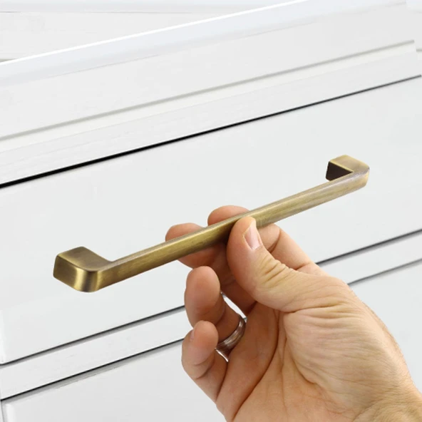 Metal Eskitme Antik Sarı 224 mm Mobilya Mutfak Çekmece Dolap Dolabı Kulpu Kulbu Kulpları Oval - Resim 2