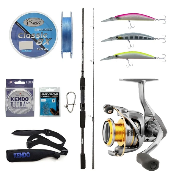 YekOutdoor Okuma Spin Olta Seti Okuma Wave Power 8'0 2.44 cm 15-40 gr 2 Parça Spin Kamışı&Okuma Avenger AV-3000 (5,0,1) 6+1BB Olta Makinesi
