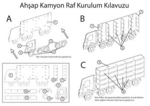 ÇG38 Ahşap Kamyon Raf Düven Hobi Evi - 5