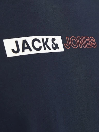 JACK JONES Erkek Lacivert Pamuklu Tişört 12233999 - 3