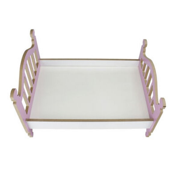 Ahşap Renkli Oyuncak Bebek Yatağı 35 cm Düven Hobi Evi - 3