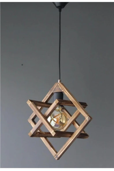 EHFM TİÇARET Ahşap Modern Dekoratif Tekli Avize - 2