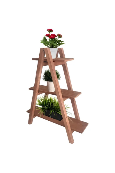 EHFM TİÇARET Ahşap Merdiven Çiçeklik Saksılık Raf - 2