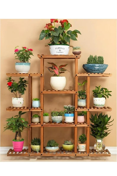 EHFM TİÇARET Ahşap Çiçeklik Saksılık Balkon Bahçe Standı