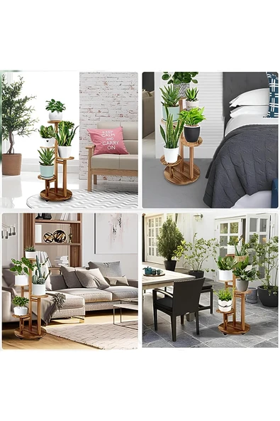 EHFM TİÇARET Mdf Modern Tekerlekli 5'li Kasnaklı Çiçeklik Saksılık - 2
