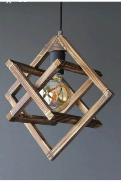 EHFM TİÇARET Ahşap Modern Dekoratif Tekli Avize