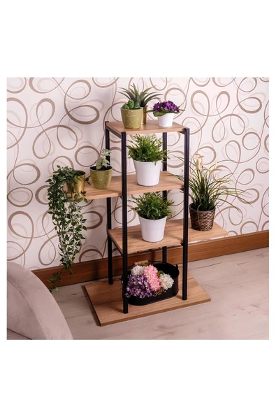 EHFM TİÇARET Ahşap Çiçeklik Saksılık Standı 4 Katlı - 2