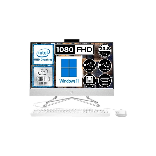 HP 24-DF1017NT A1XS4EA16 3-1115G4 16 GB 256 GB SSD UHD Graphics 23.8" W11 Home All in One PC