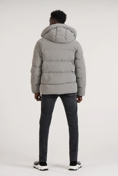 Slimfit Kapşonlu Boyun Destekli Şişme Mont - 6