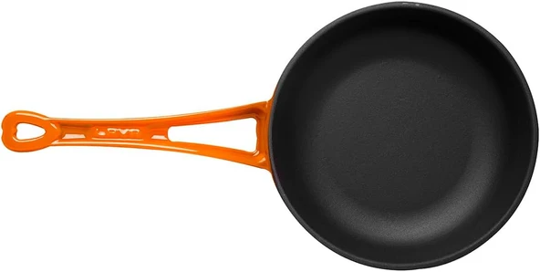 Lava Yuvarlak Metal Saplı Turuncu 24 cm Demir Döküm Kızartma Tavası - 4