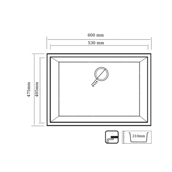 Real Stone K012 Gordion 60 Cappuccino Granit Mutfak Eviyesi 60x47,50 cm - 2