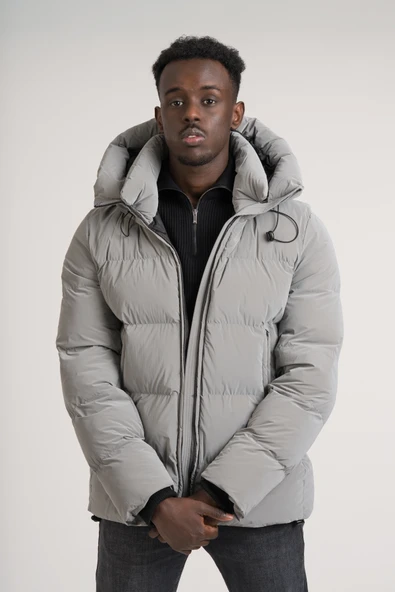 Slimfit Kapşonlu Boyun Destekli Şişme Mont - 3