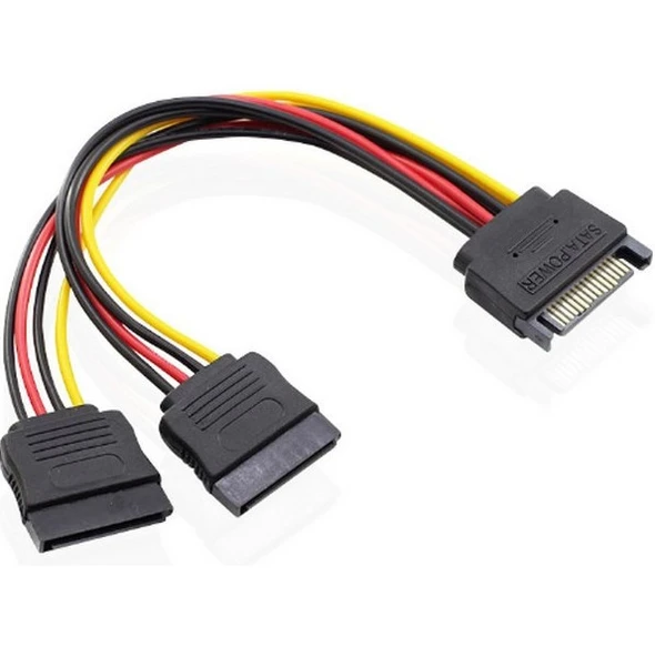 Sata To 2x Sata Power Çoklayıcı Y Kablo (Sata Erkek-2x Sata Dişi)