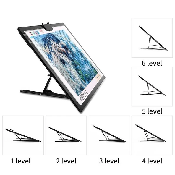 A3 Boyutunda 3 Seviyeli Ayarlanabilir Işıklı Çizim ve Kopyalama Grafik Tahtası - 6