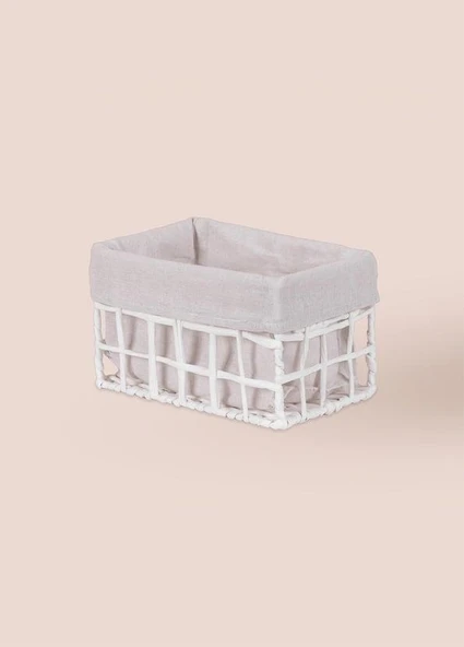 The Mia The Mia Braid Hasır Organizer Sepet Beyaz 22x14x13 cm SPT0089
