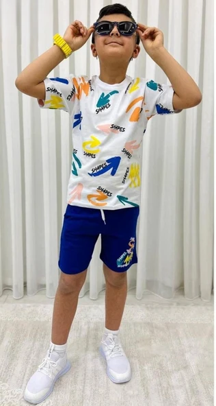 Erkek Çocuk Baskılı Şortlu Yazlık Takım M00710 - 2