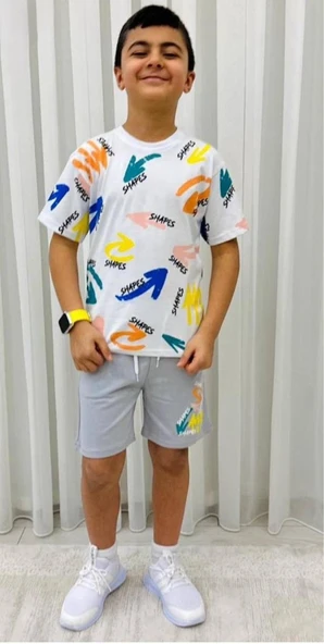 Erkek Çocuk Baskılı Şortlu Yazlık Takım M00710 - 4