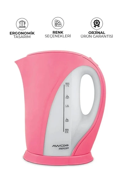 AWOX Mercan Kettle Pembe, Mercan Kettle 1,7 Litre Su Isıtıcısı 2000 W - 3
