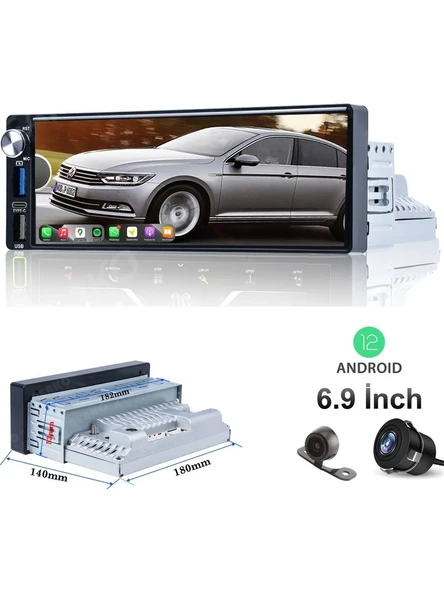 6.9 İnç Android Teyp  2+32GB 4X60W Carplay Type-C Şarj TWOGO GO-1976 AND