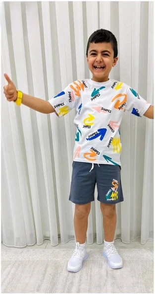 Erkek Çocuk Baskılı Şortlu Yazlık Takım M00710 - 6