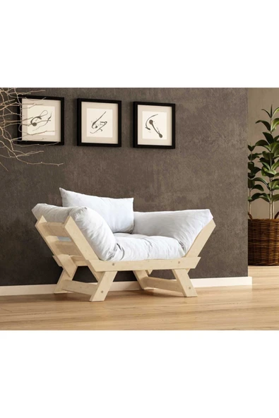 Woodesk  Adalar Masif Natural-kırık Beyaz Renk Berjer