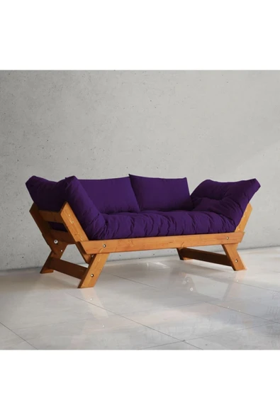 Woodesk  Adalar Modern Tik- Mor Renk Ahşap Kanepe