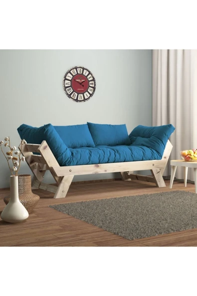 Woodesk  Adalar Modern Masif Ahşap Natural-mavi Renk Kanepe