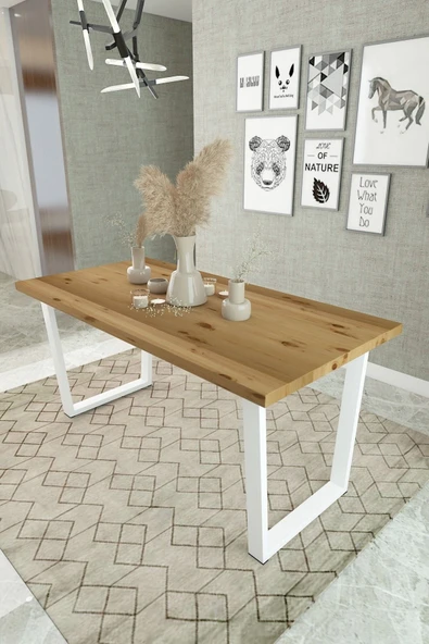 Woodesk  Tuana Masif Natural Renk 140x70 Yemek Masası