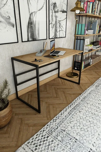 Woodesk  Çimen Masif Ahşap Natural Renk 120x60 Çalışma Masası Cpt4614-120